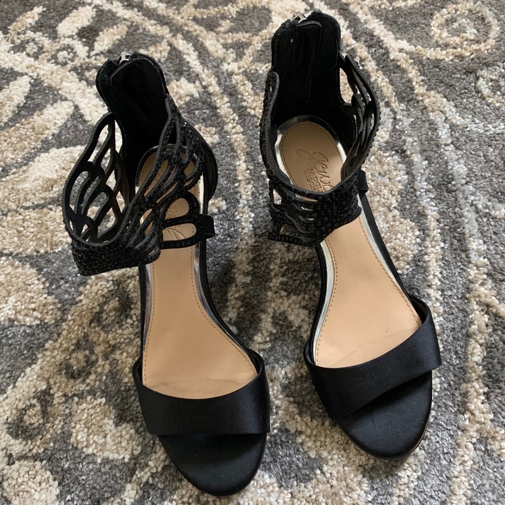 butterfly highheels silk shoes black US5.5